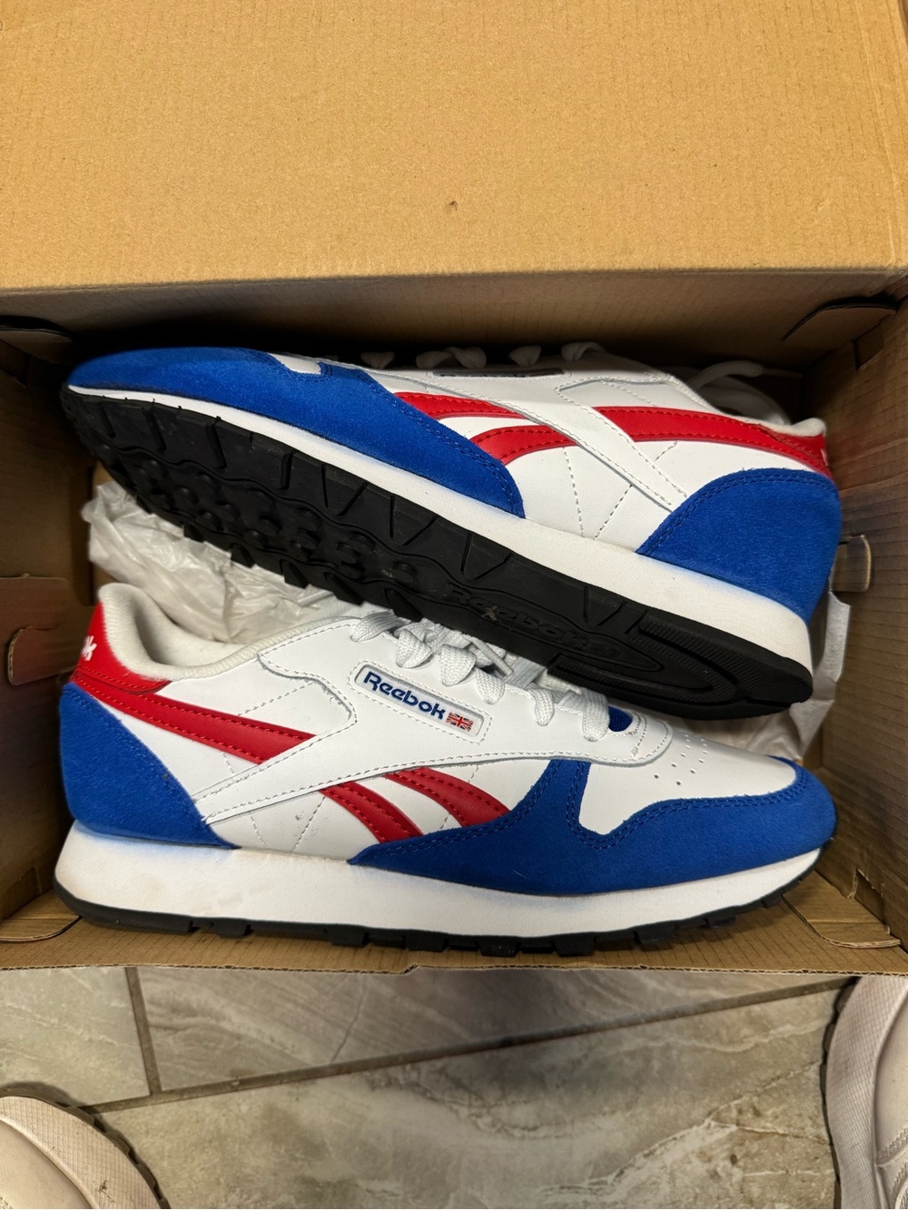 Reebok White Red and Blue Retro Running Sneakers